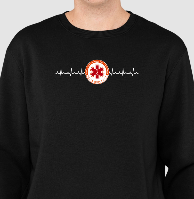 Suéter Moletom – Logo SAMU + Eletrocardiograma