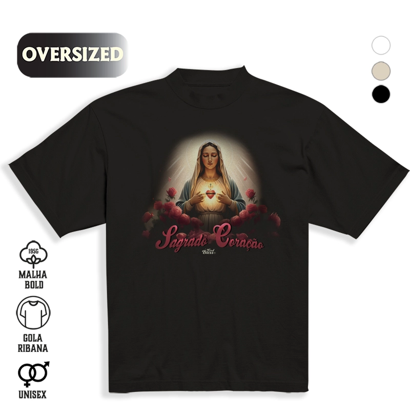 Camiseta Oversized Sagrado Coração de Maria