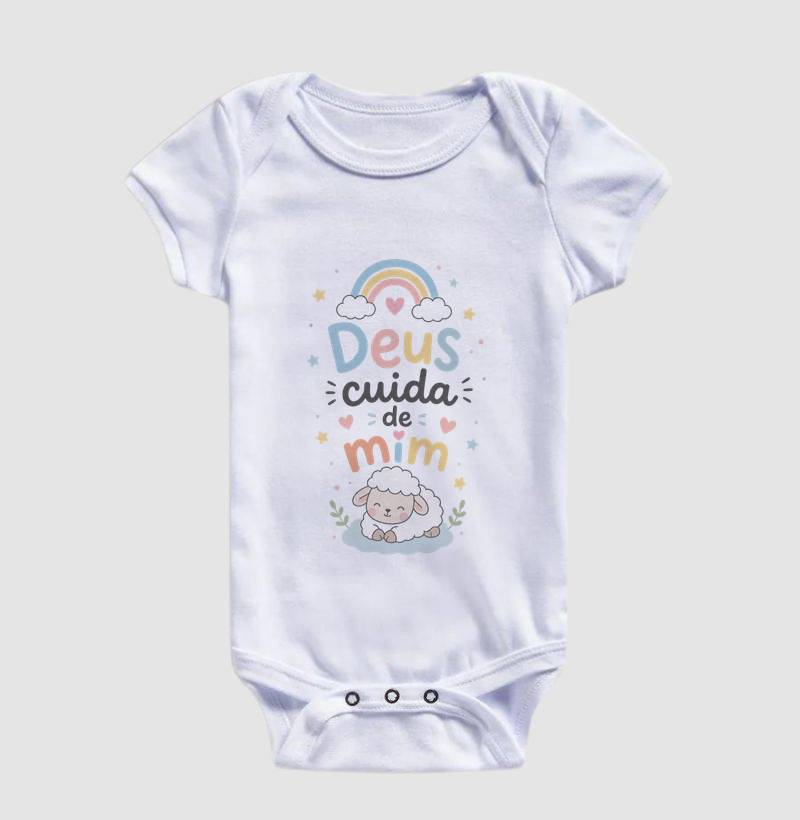 Body Bebê Cristão Deus Cuida de Mim