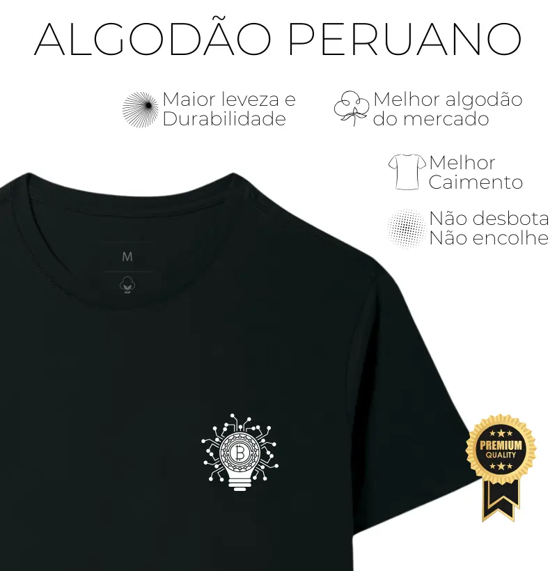 Camiseta Bitcoin Dots - Algodão Peruano
