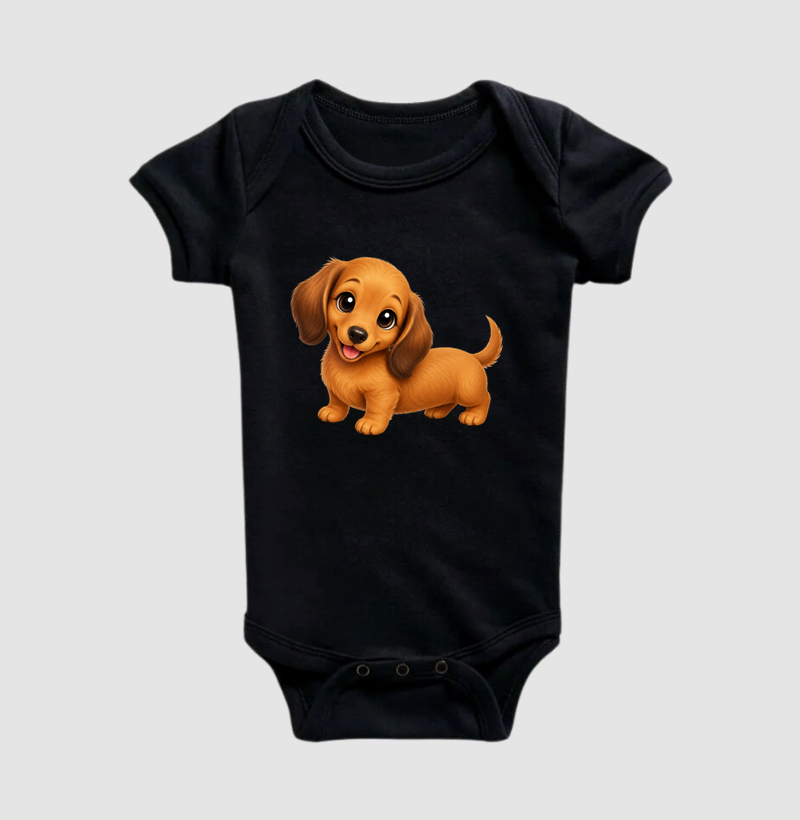 Dachshund Marrom - Desenho Animado - Body Infantil