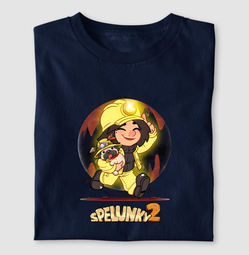 Spelunky 2 - Ana & Monty The Pug - Camiseta