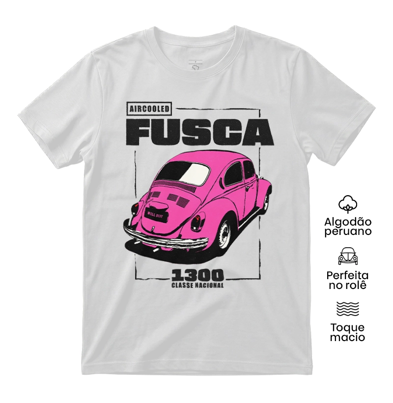 Fusca 1300 | Rosa - Camiseta Algodão Peruano