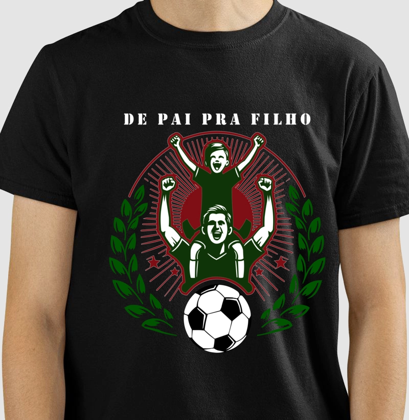 Camiseta De Pai Pra Filho - Bordô, Verde e Branco