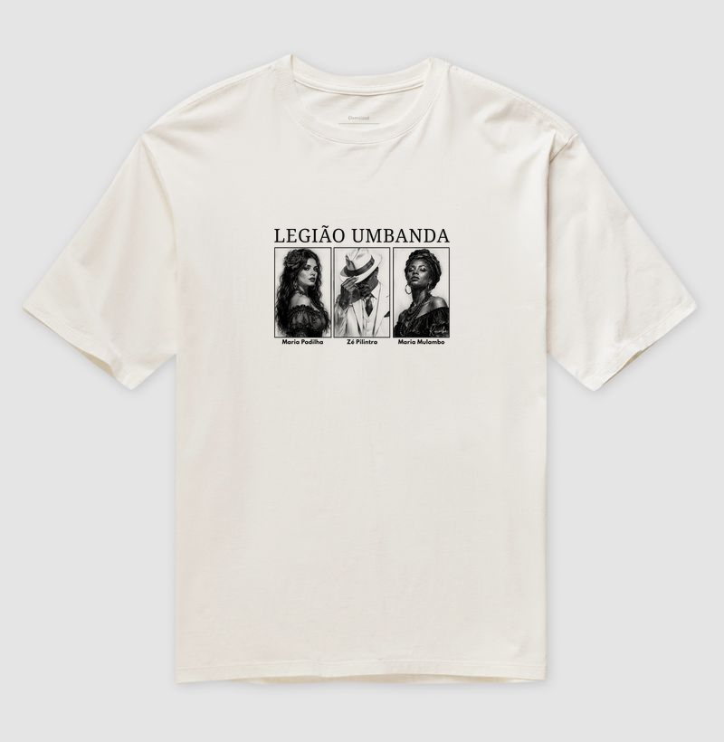 Legião Umbanda: Padilha, Zé e Mulambo em P&B - Camiseta Oversized