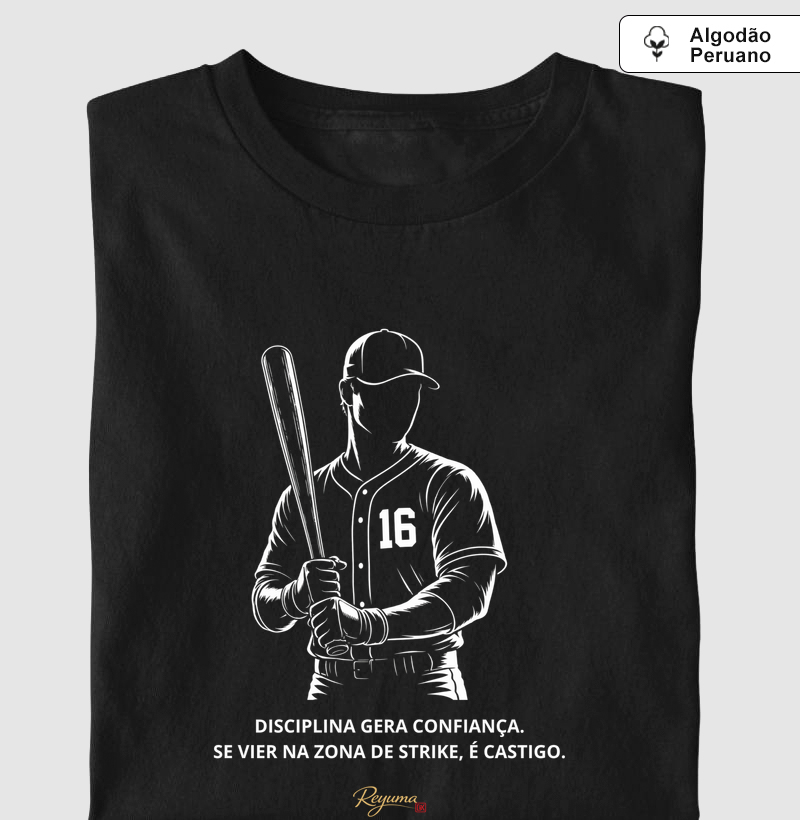 Camiseta Masculina e Feminina de Algodão Peruano Baseball "Zona de Strike" 