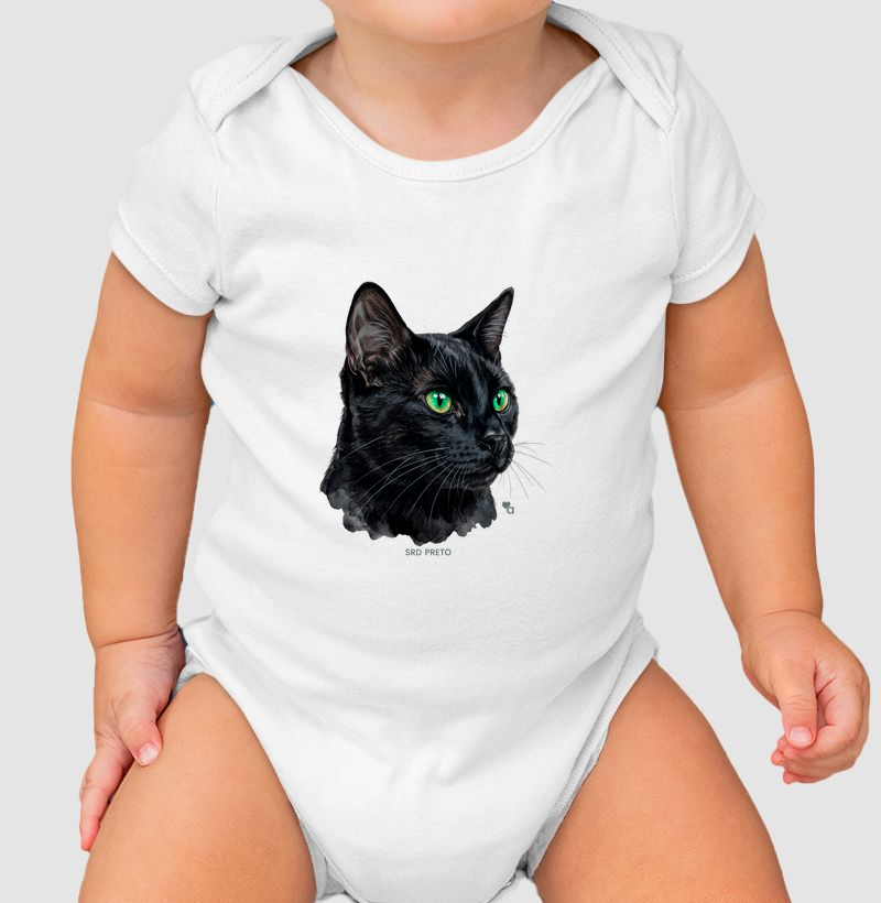 Gatos - SRD Preto - Body Infantil