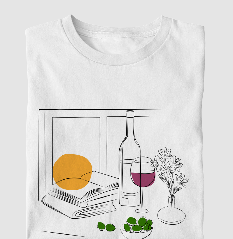 livro, vinho e belisco