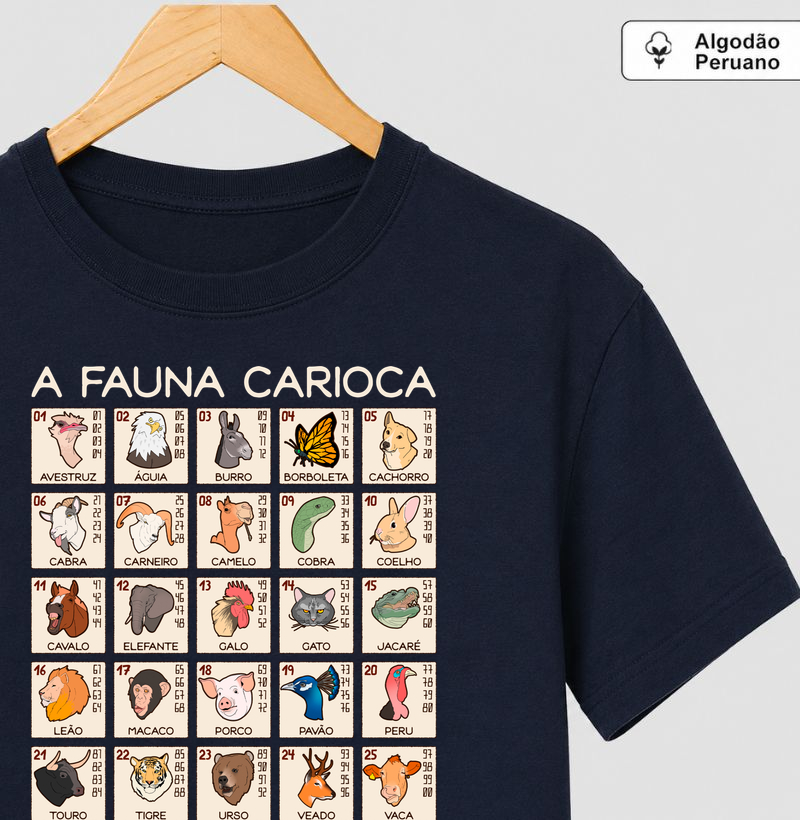 Jogo do Bicho - A fauna carioca - Camiseta Algodão Peruano