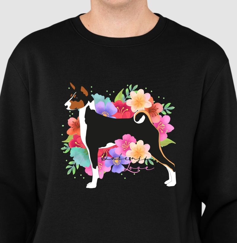 Suéter Moletom Basenji Floral Love