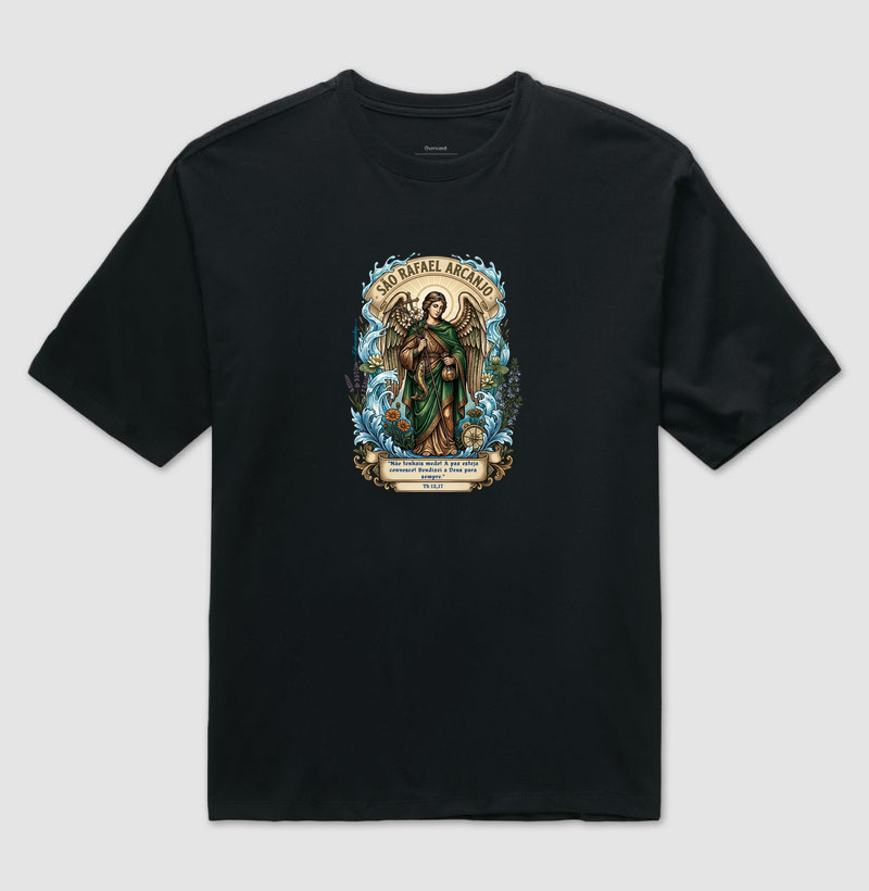 São Rafael Arcanjo – Água e Botânica | Guia dos Caminhos, Cura e Proteção - Camiseta Oversized