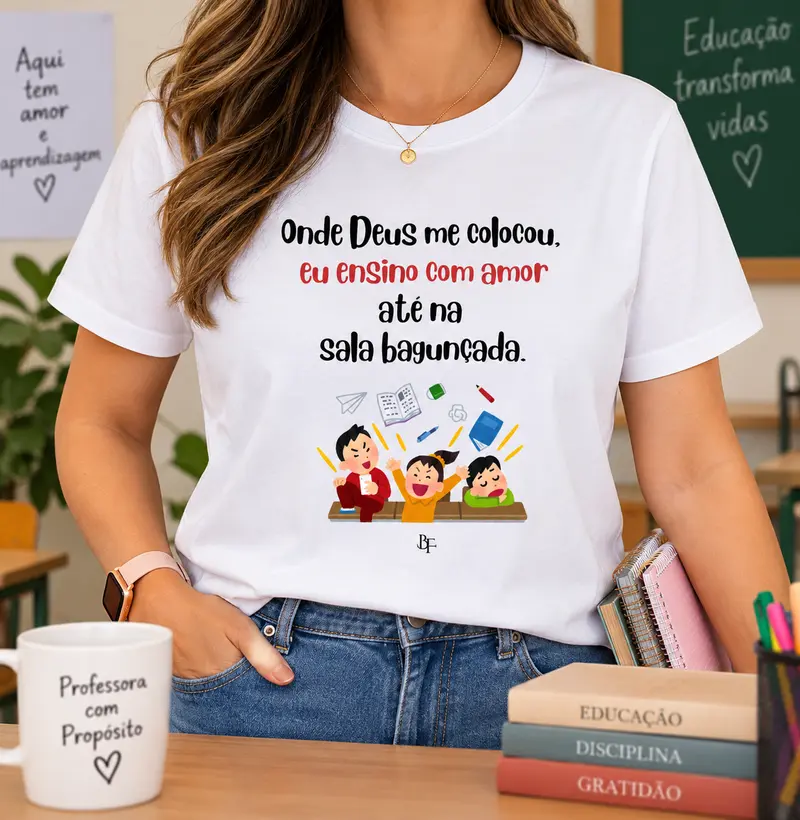 Onde Deus me colocou, eu ensino com amor até na  sala bagunçada.