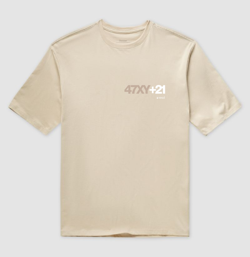 Camiseta - 47XY+21 - Representação de exame cariótipo Síndrome de Down