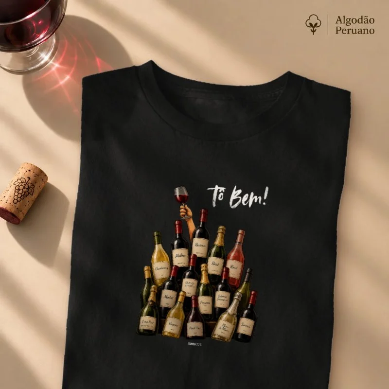 Camiseta Vinho - Tô Bem! - Garrafas