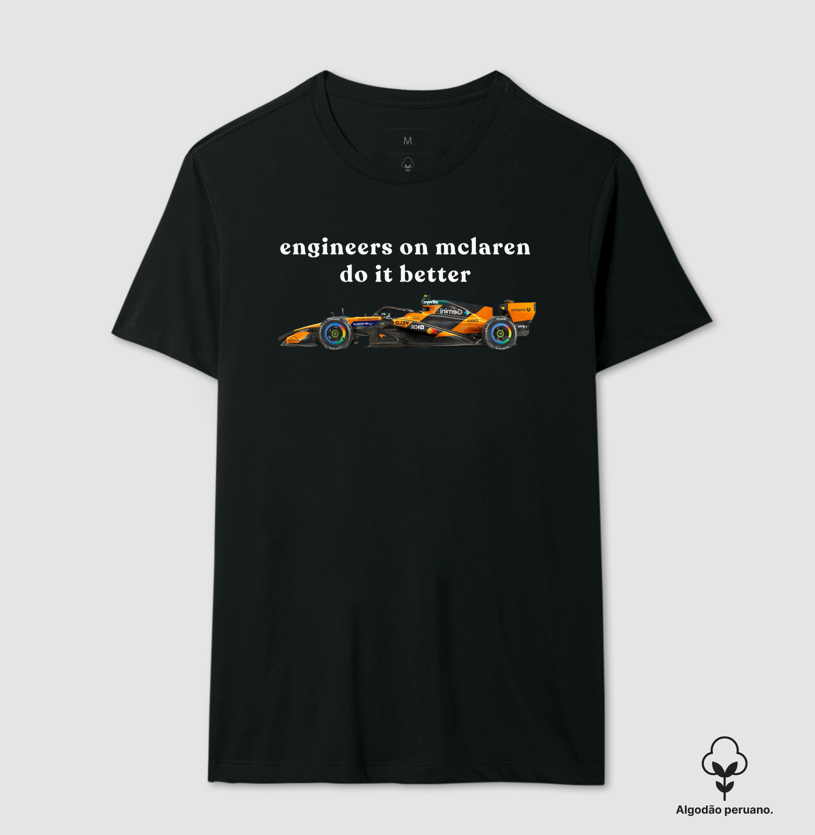 engineers on mclaren - Camiseta Algodão Peruano