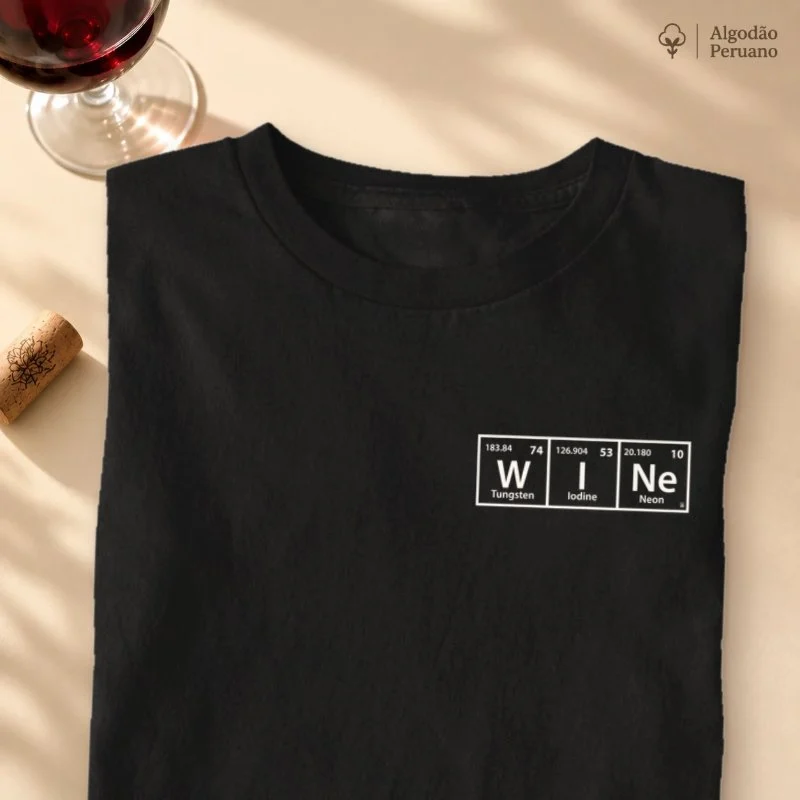 Camiseta A Química do Vinho - Bolso - Camiseta Algodão Peruano