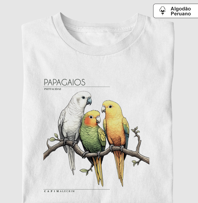 T-shirt Papagaios - Algodão Peruano