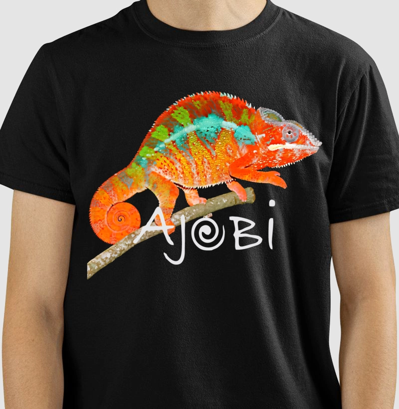 t-shirt 1/2 malha 100% algodão 30.1 penteada Ajobi Camaleão