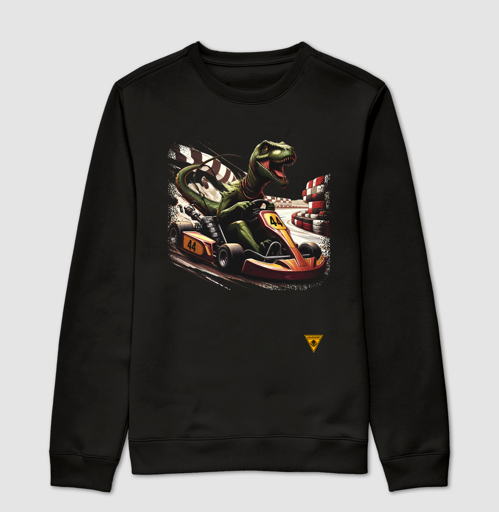 Camiseta premium mascote Velociraptor da VELOCIKART