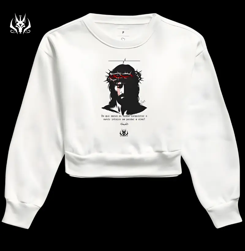 Cropped Moletom - Jesus Coroa de Espinho 