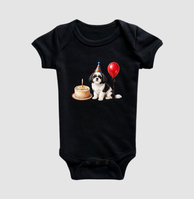 Shih Tzu - Aniversário - Body Infantil