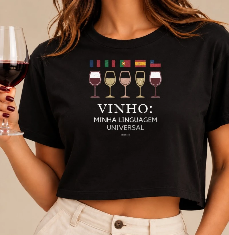 Camiseta Vinho: Minha Linguagem Universal - Cropped