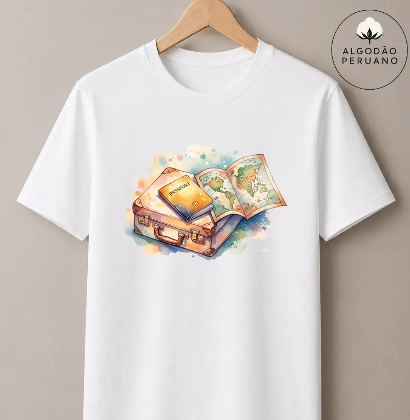  Mapa Mundi - Camiseta Algodão Peruano 