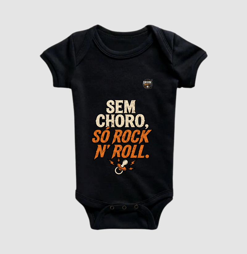 Sem Choro Só Rock N’ Roll – Estampa Vintage Rock Retrô - Body Infantil