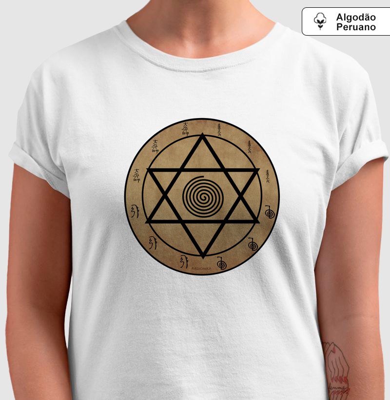 Camiseta Premium Emissor de Reiki – Energia e Cura – Algodão Peruano Unissex
