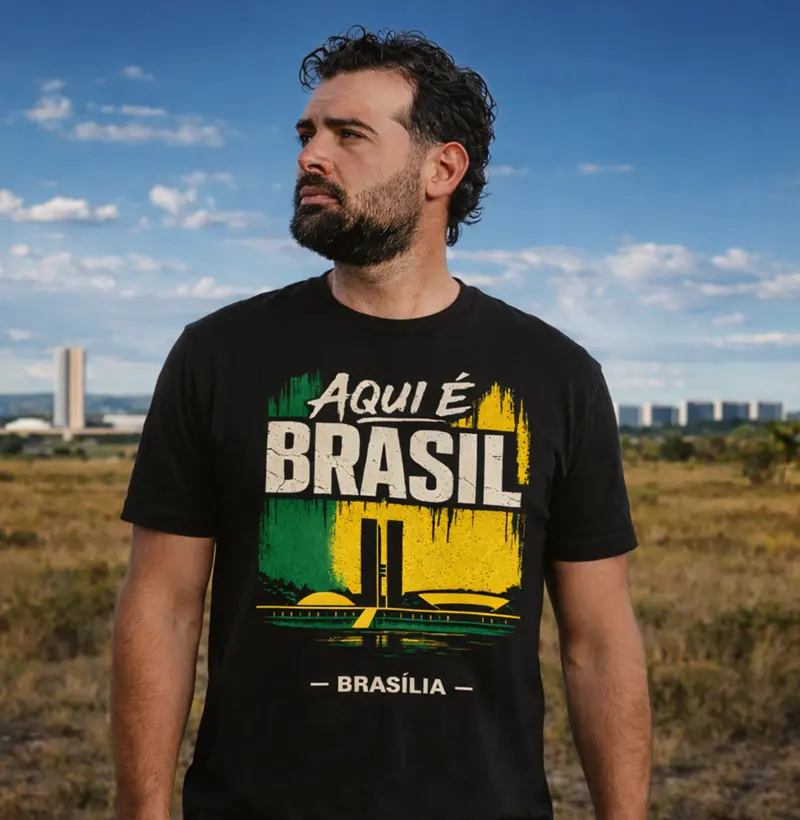Camiseta Filhos da Patria Aqui e Brasil Brasilia