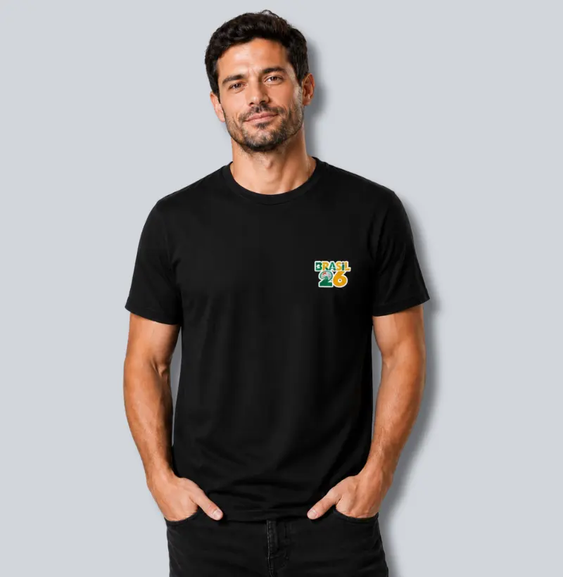 Camiseta Brasil 26 Pocket – Linha Titular | Estampa Minimalista