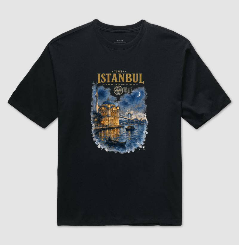 Camiseta Istanbul Turkey Where East Meets West | Aquarela Mesquita Bósforo | Colecao Fashion Travel