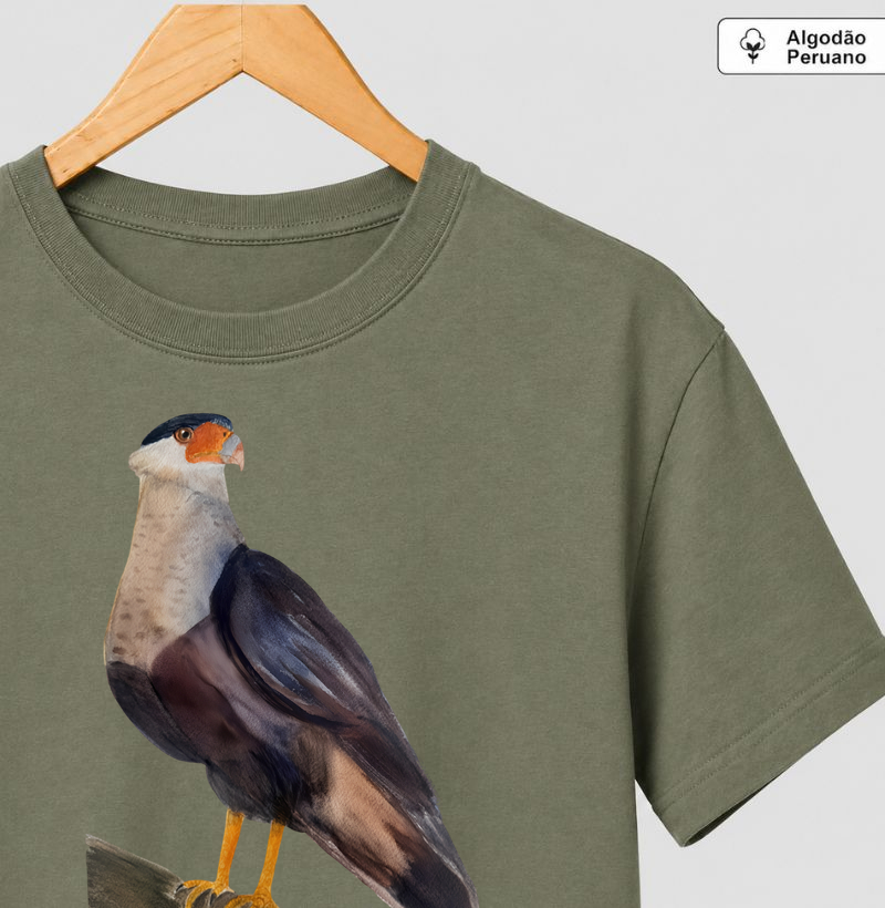Camiseta Carcará – Aves do Brasil Algodão Peruano