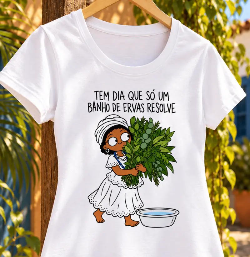 BANHO DE ERVAS - FEM - Camiseta Algodão Peruano