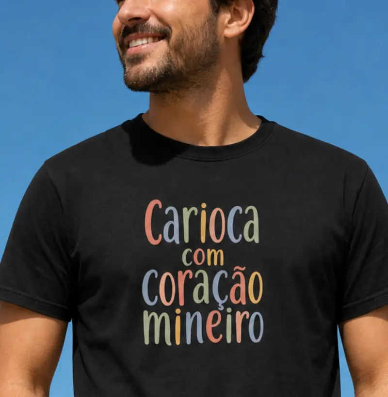 Carioca com Coração Mineiro | Algodão Peruano - Camiseta Algodão Peruano