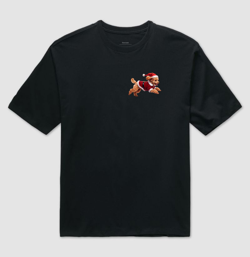 Poodle Marrom - Natal - Camiseta Oversized