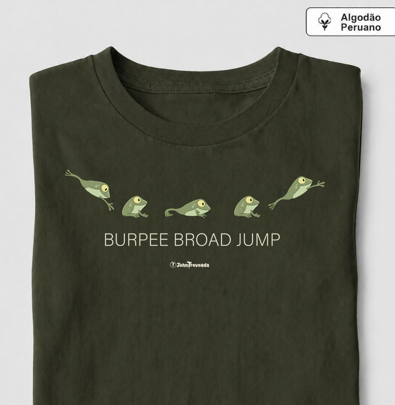 Sapo Burpee Broad Jump - Camiseta Algodão Peruano