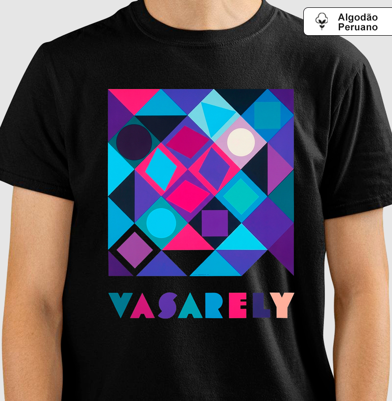 Camiseta Victor Vasarely Design Geométrico Modernista  Algodão Peruano 