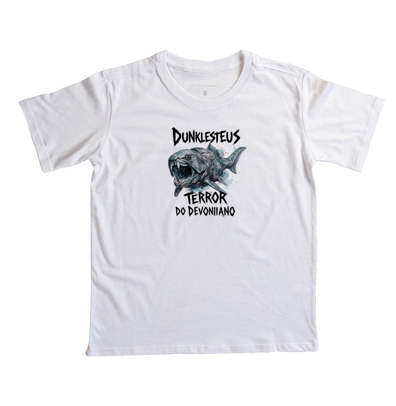  Camiseta Dinossauro Dunkleosteus Ataque Preta Algodão Premium Dinoloco 