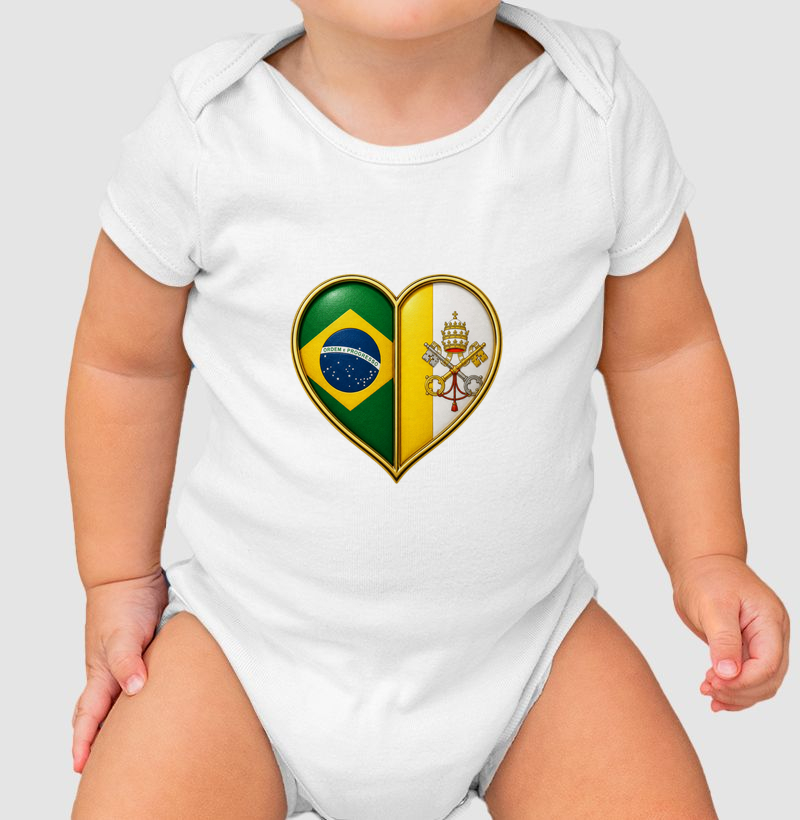 Coração Brasil e Vaticano - Body Infantil