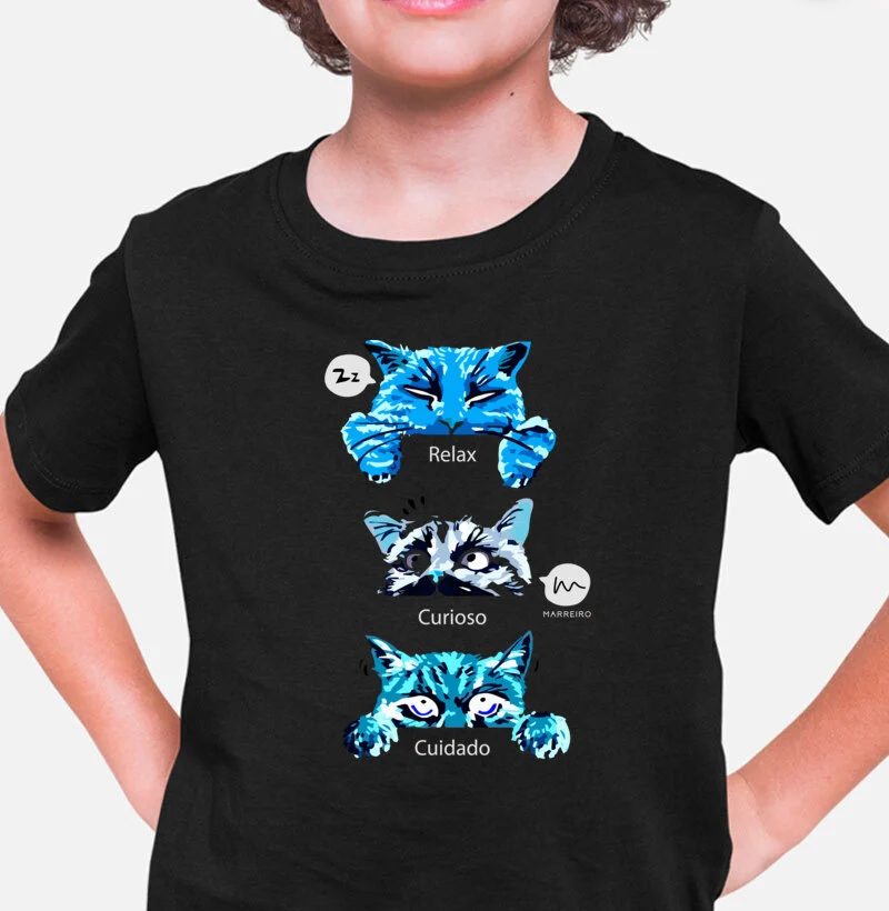 Camiseta Infantil Reações Felinas