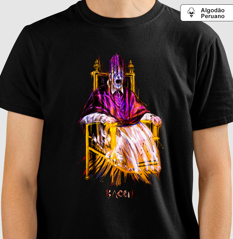 Camiseta Cult Papa Gritando Francis Bacon Algodão Peruano Premium