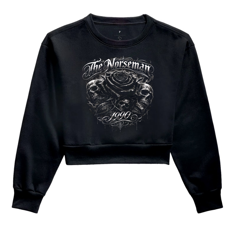 Moletom Cropped Rose and Skull