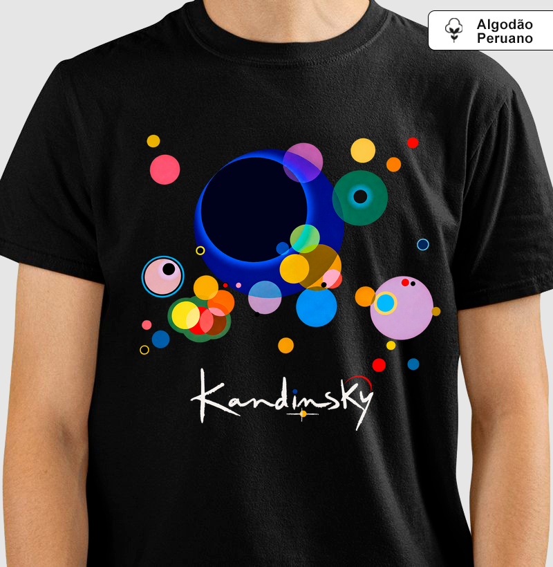 Camiseta Algodão Peruano Tanguis Vários Círculos Kandinsky 