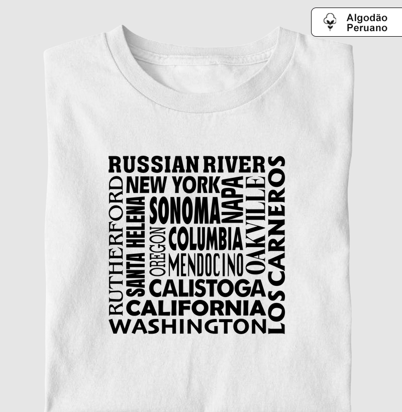Wine Origins - EUA - Camiseta Algodão Peruano