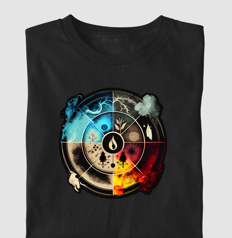 Camiseta A Quaternidade dos elementos, Terra , Ar, Fogo e Água 