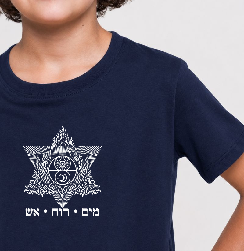 Kabbalah – Água, Espírito e Fogo | מים • רוח • אש - Camiseta Infantil