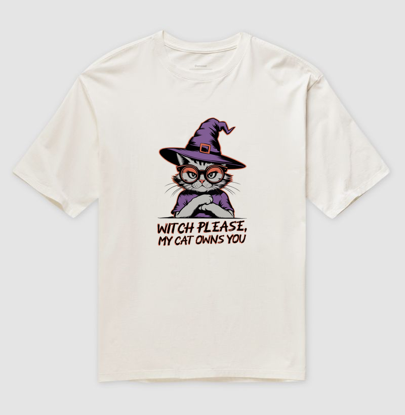 Camiseta Oversized Halloween Gato
