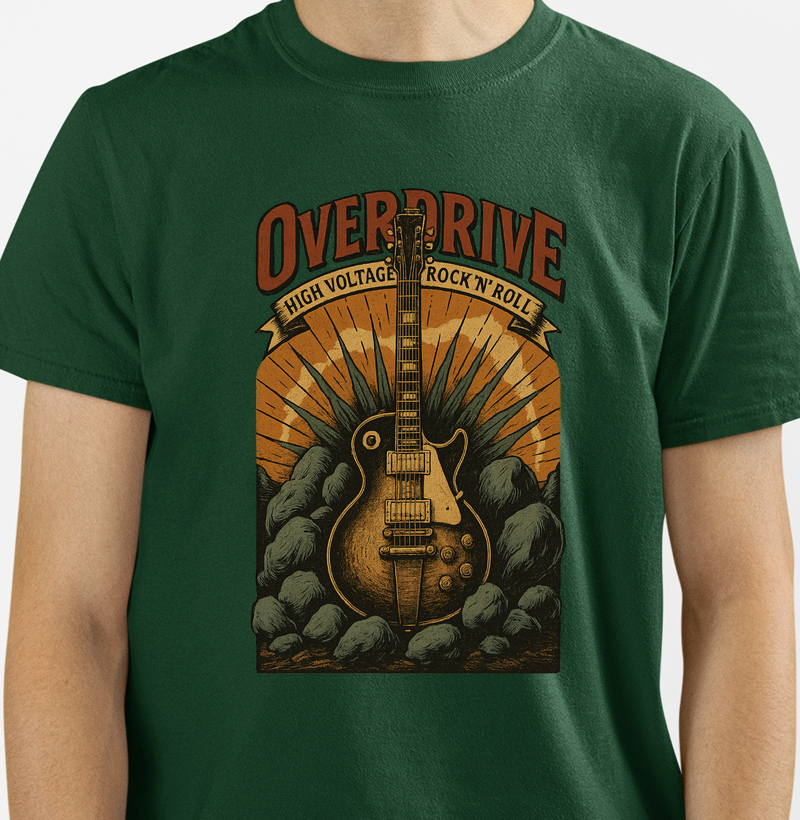 camiseta-overdrive-rock-roll-high-voltage-guitarra