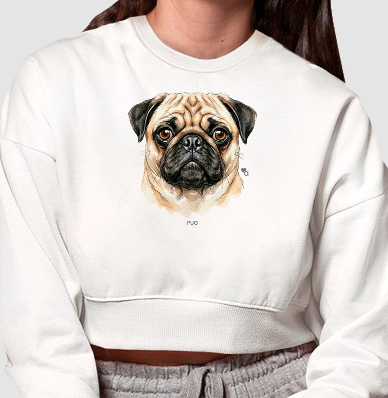 Cães - Pug - Moletom Cropped